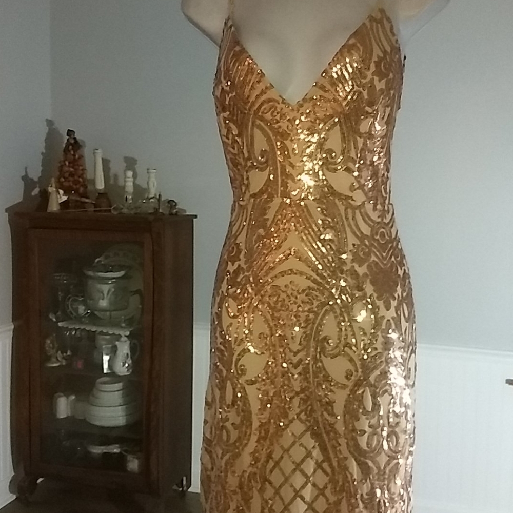 Eye Catching rose gold event gown